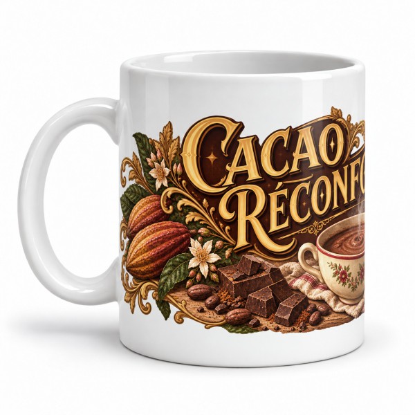 Mug chocolat - Cacao Réconfort, anse à gauche
