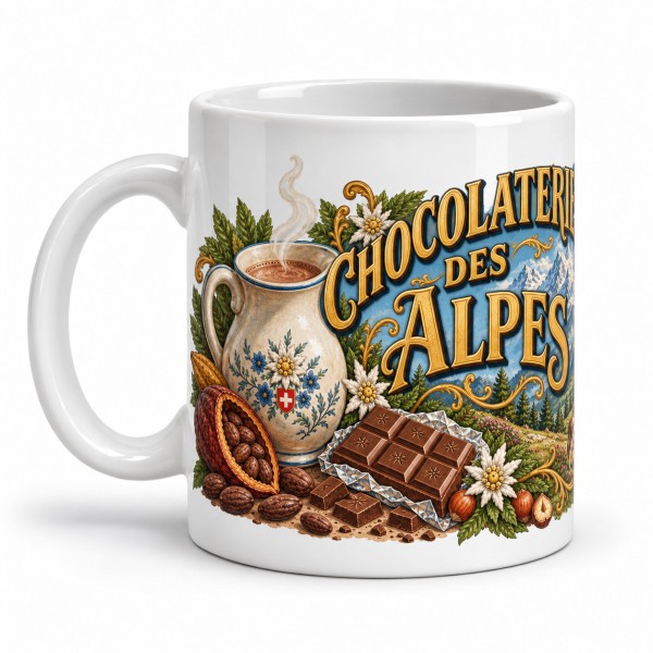 Mug chocolat - Chocolaterie des Alpes, anse à gauche