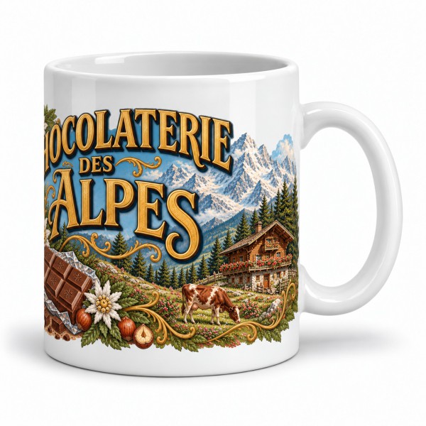 Mug chocolat - Chocolaterie des Alpes, anse à droite