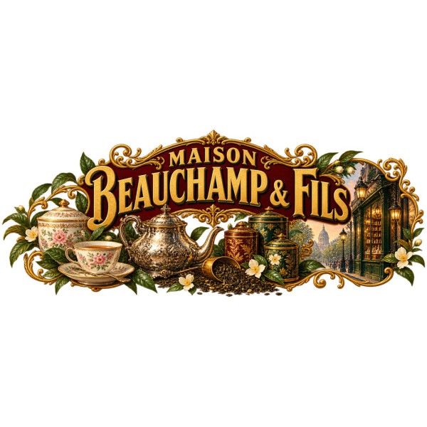 Mug thé - Maison Beauchamp & Fils, décor à plat
