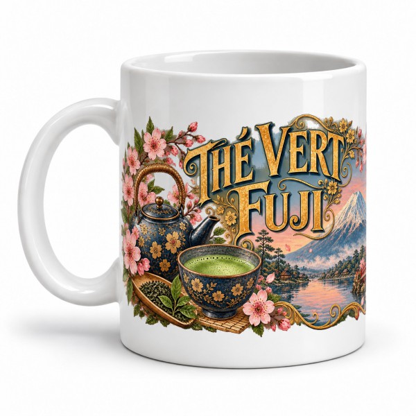 Mug thé - Thé Vert Fuji, anse à gauche