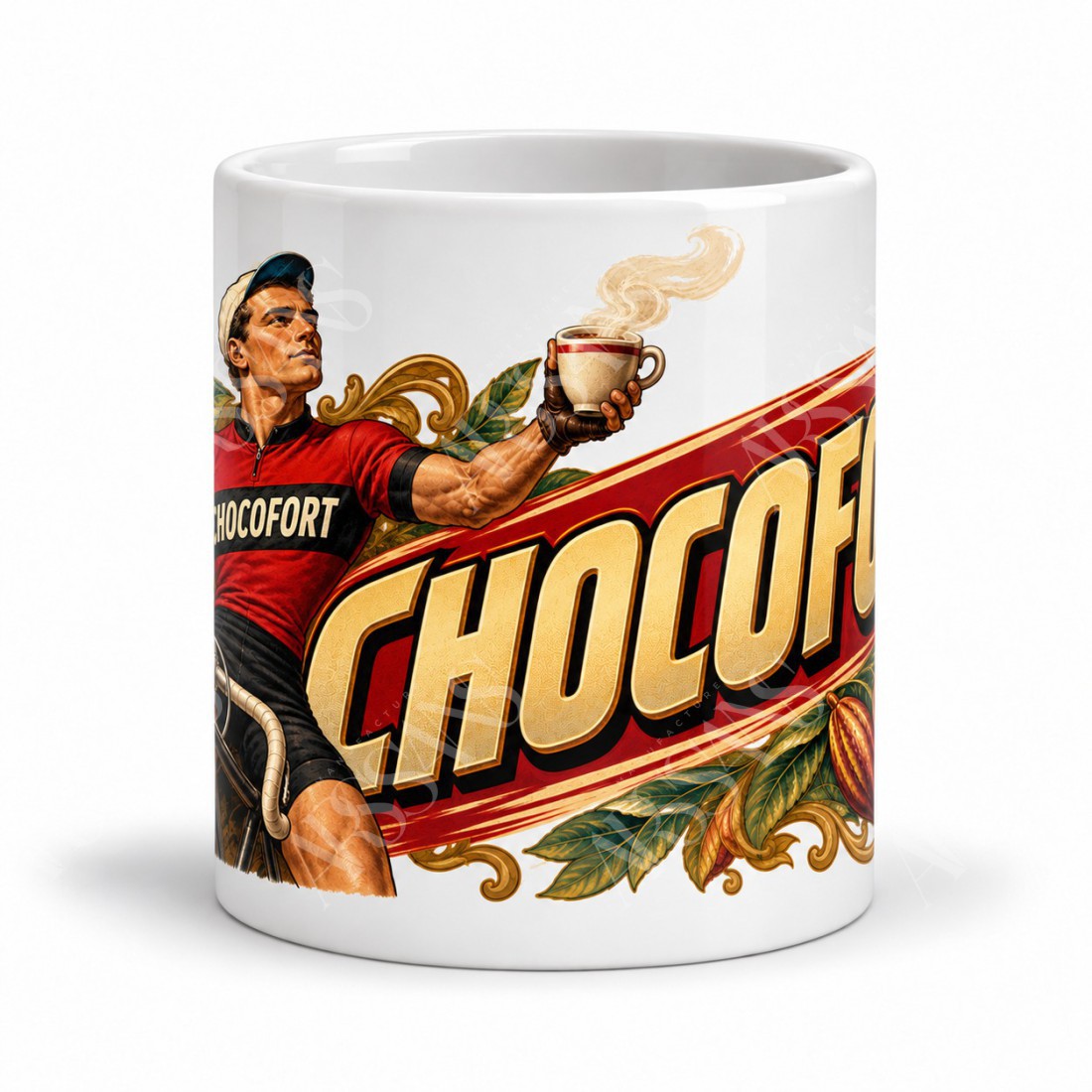 Mug chocolat - Chocofort, l’énergie des cyclistes, vue de face