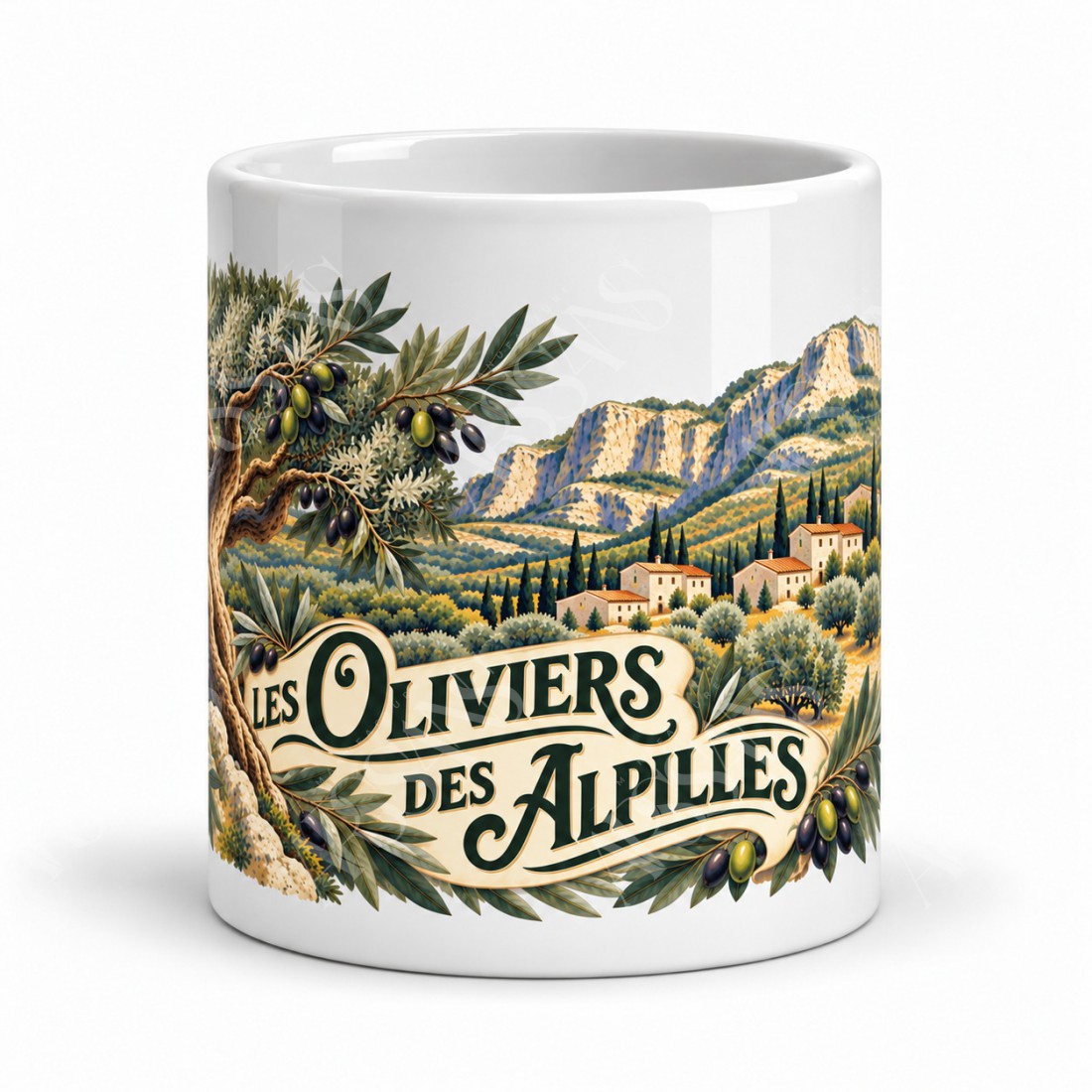 Mug Provence - Les oliviers des Alpilles, vue de face