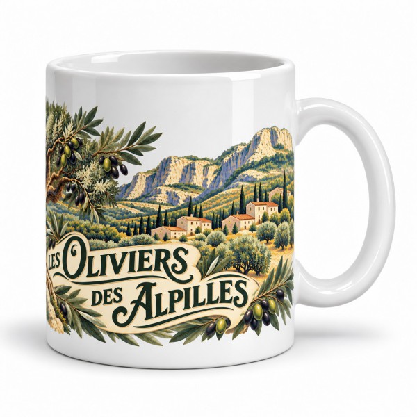 Mug Provence - Les oliviers des Alpilles, anse à droite