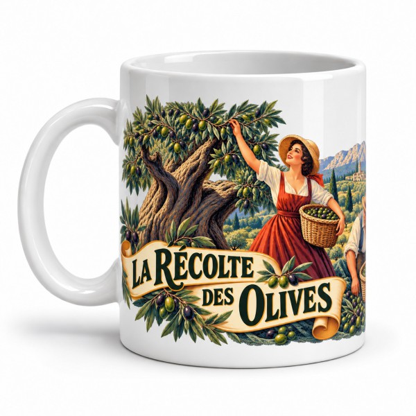 Mug Provence - La récolte des olives, anse à gauche