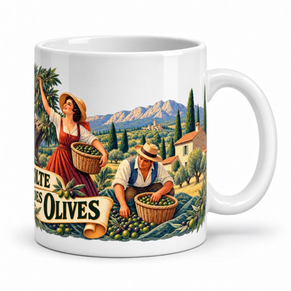 Mug Provence - La récolte des olives, anse à droite