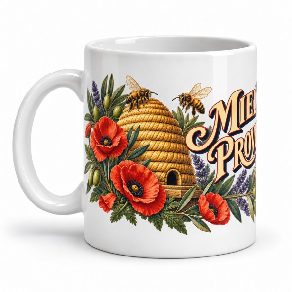 Mug Provence - Miel et coquelicots, anse à gauche
