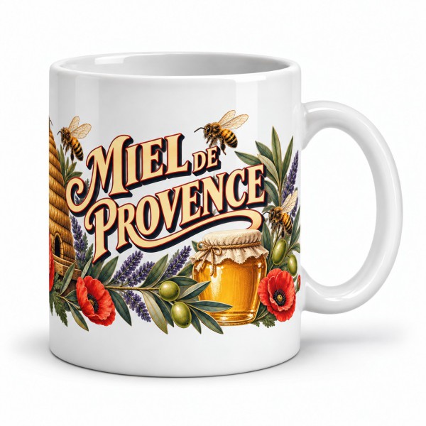 Mug Provence - Miel et coquelicots, anse à droite