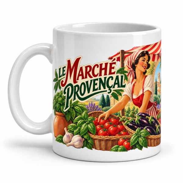 Mug Provence - Le marché provençal, anse à gauche
