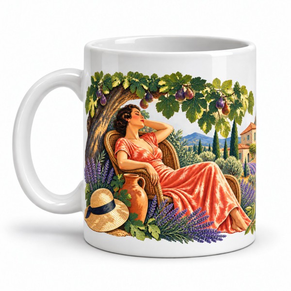 Mug Provence - La sieste sous le figuier, anse à gauche