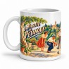 Mug Provence - La partie de pétanque, façon affiche, anse à gauche