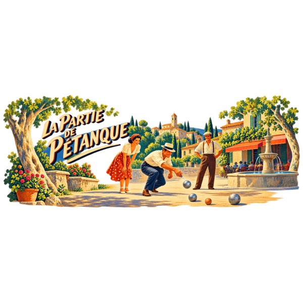 Mug Provence - La partie de pétanque, façon affiche, décor à plat