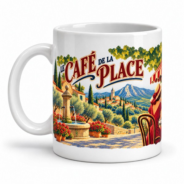 Mug Provence - Le café de la place, anse à gauche