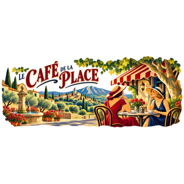 Mug Provence - Le café de la place, décor à plat