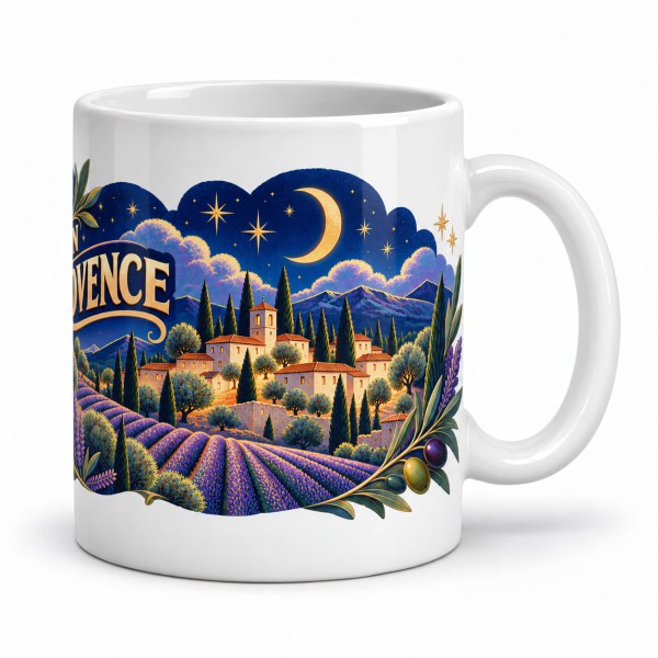 Mug Provence - Nuit étoilée en Provence, anse à droite