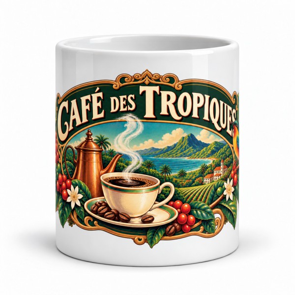 Mug café - Café des Tropiques, façon affiche, Manufacture Arssans