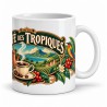 Mug café - Café des Tropiques, façon affiche, anse à droite