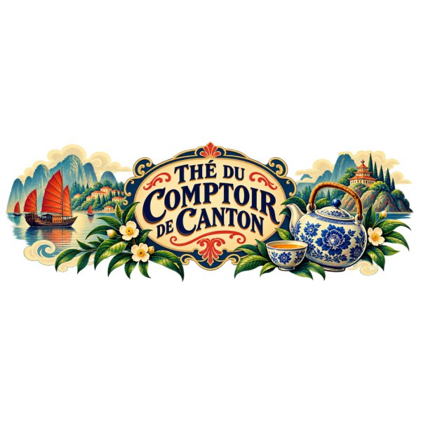 Mug thé - Thé du Comptoir de Canton, façon affiche, décor à plat