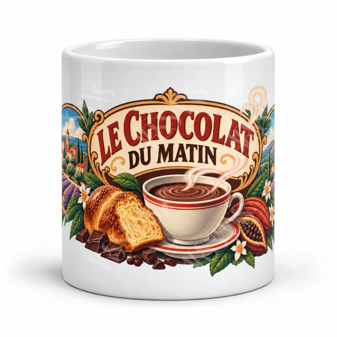 Mug chocolat - Le chocolat du matin, vue de face