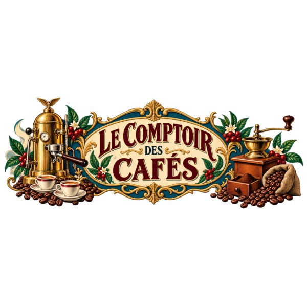 Mug café - Le comptoir des cafés, décor à plat