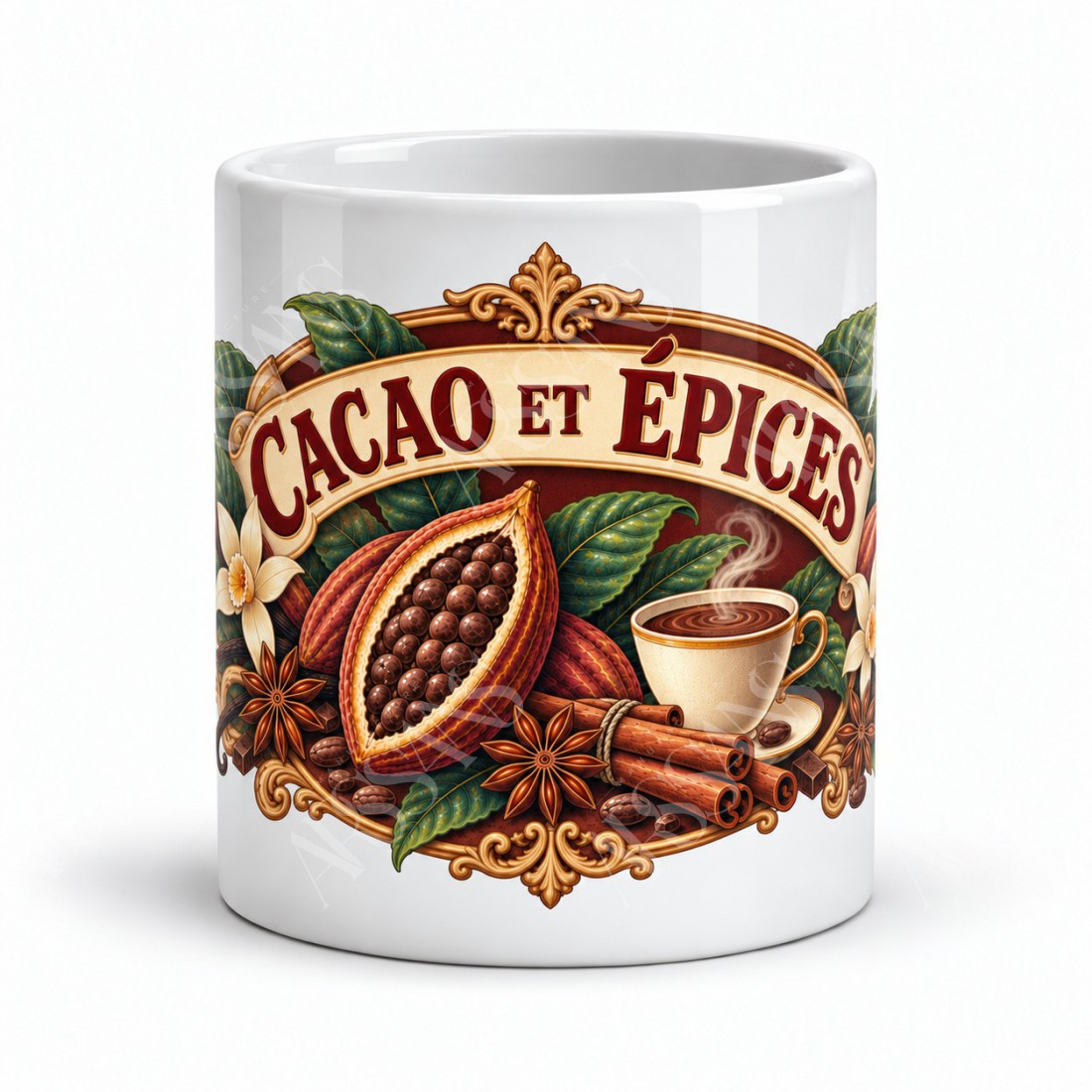 Mug cacao - Cacao et épices, vue de face