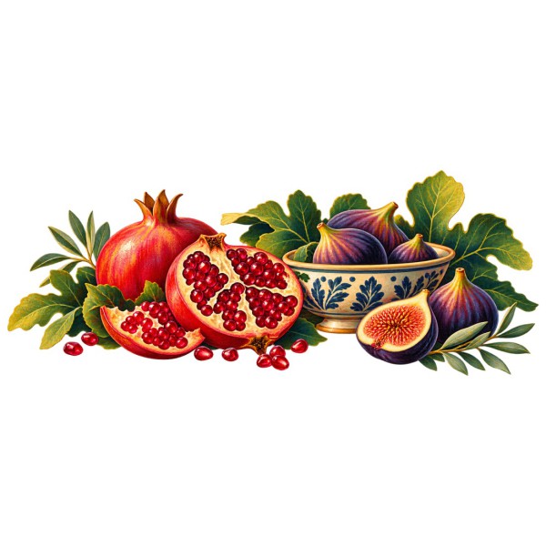 Mug gourmand - Grenades et figues, décor à plat