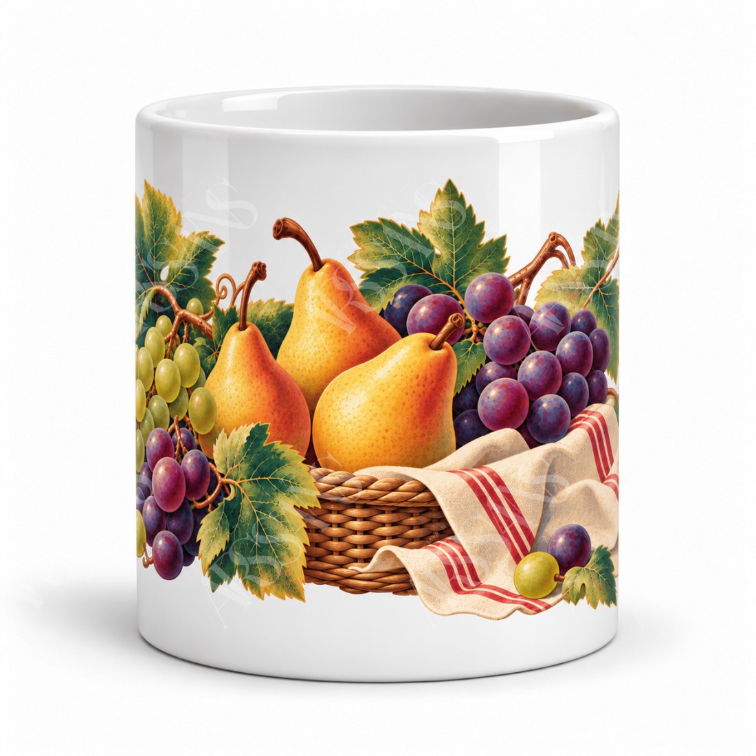 Mug gourmand - Poires et raisins, vue de face
