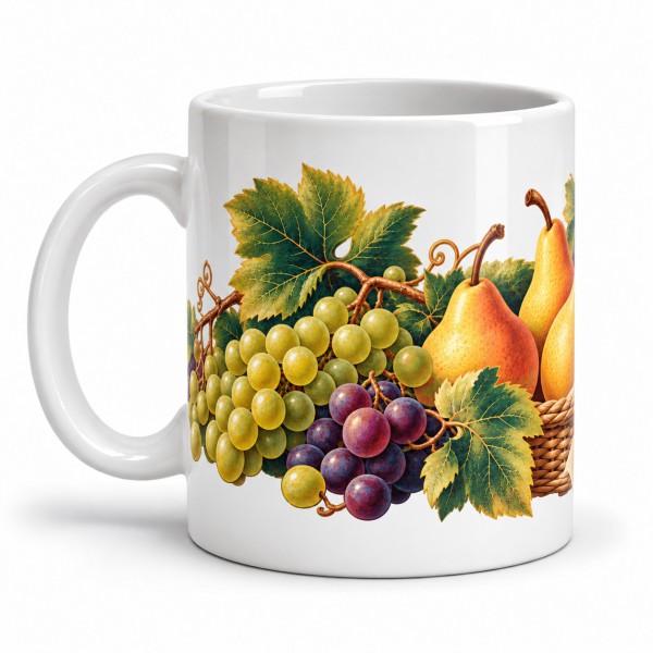 Mug gourmand - Poires et raisins, anse à gauche