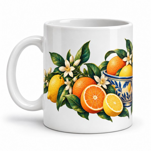 Mug gourmand - Citrons et fleurs d’oranger, anse à gauche