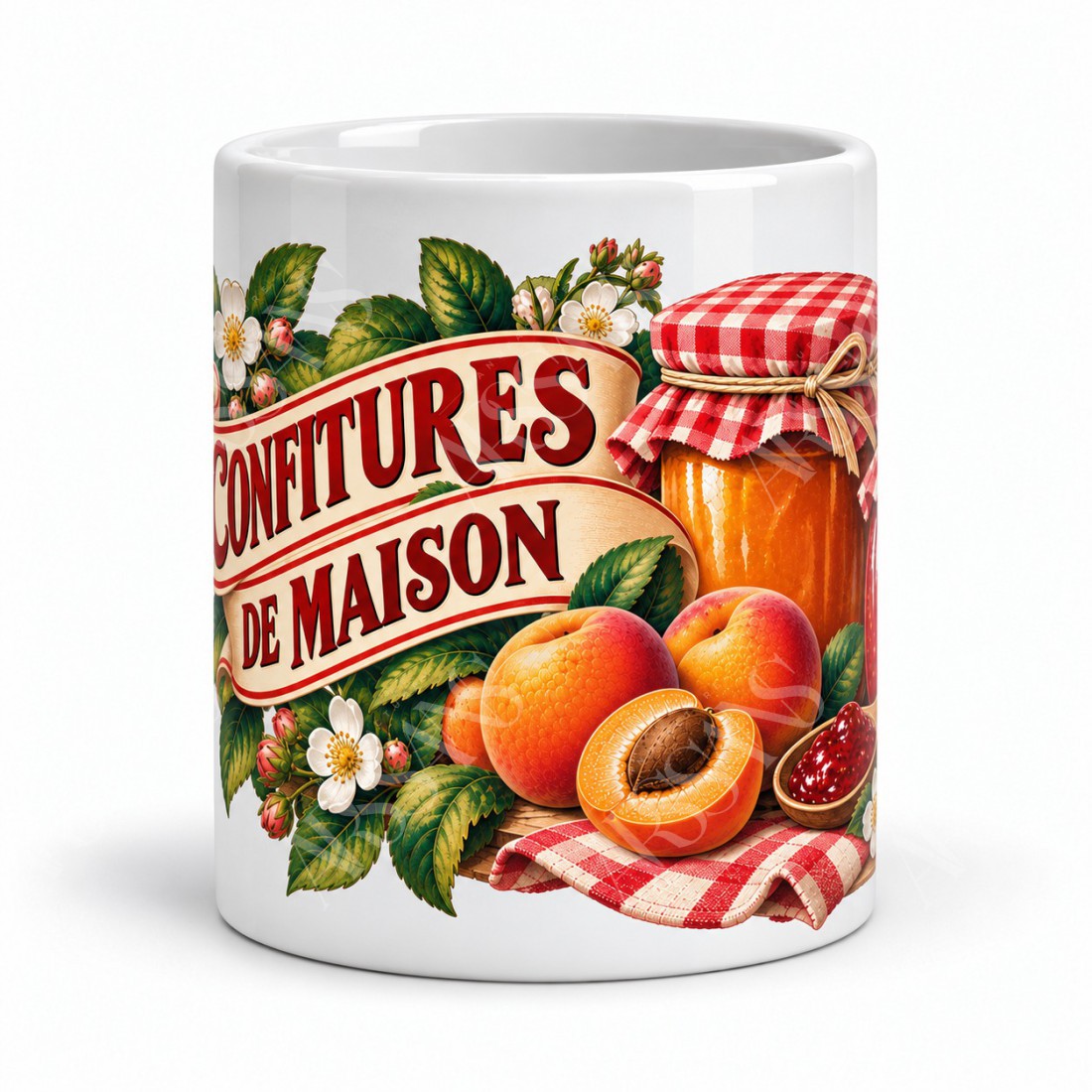 Mug gourmand - Confitures de maison, vue de face