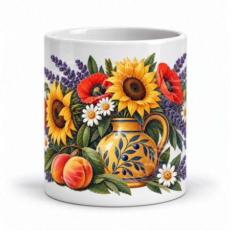 Mug fleurs - Bouquet et pichet provençal, vue de face