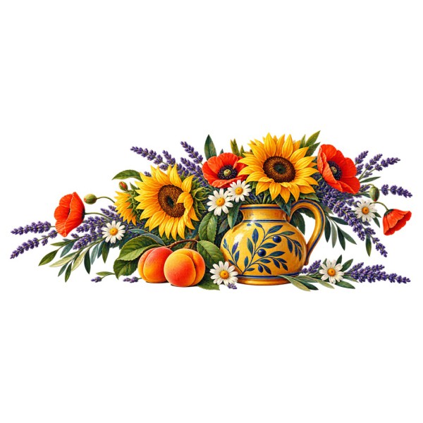 Mug fleurs - Bouquet et pichet provençal, décor à plat