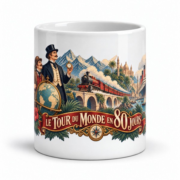 Mug Jules Verne - Le Tour du monde en 80 jours, façon affiche, Manufacture Arssans