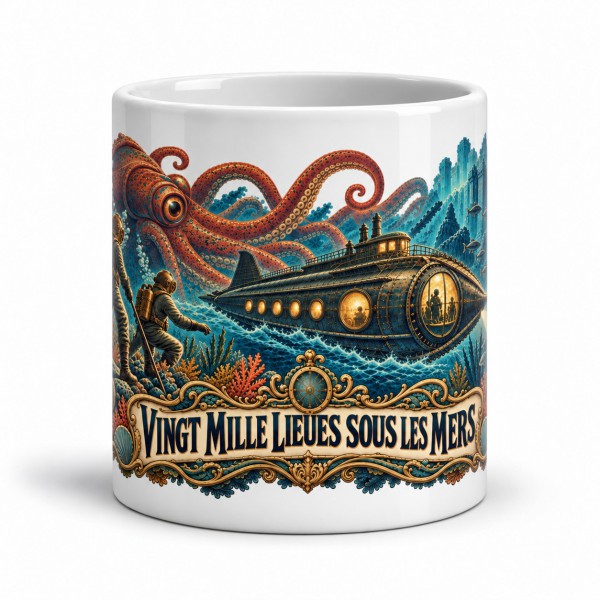 Mug Jules Verne - Vingt mille lieues sous les mers, façon affiche, Manufacture Arssans