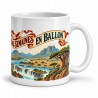 Mug Jules Verne - Cinq semaines en ballon, façon affiche, anse à droite