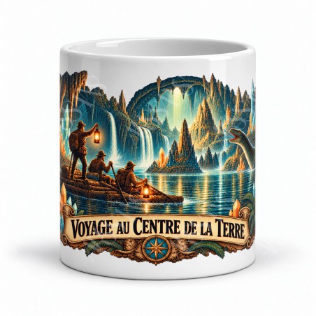 Mug Jules Verne - Voyage au centre de la Terre, façon affiche, vue de face