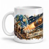 Mug Jules Verne - De la Terre à la Lune, façon affiche, anse à gauche