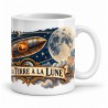 Mug Jules Verne - De la Terre à la Lune, façon affiche, anse à droite
