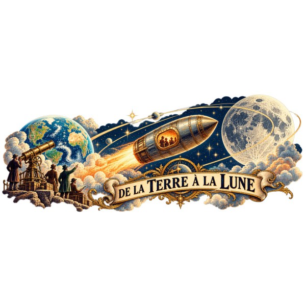 Mug Jules Verne - De la Terre à la Lune, façon affiche, décor à plat