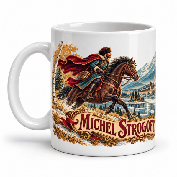 Mug Jules Verne - Michel Strogoff, façon affiche, anse à gauche