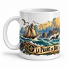 Mug Jules Verne - Le Phare du bout du monde, façon affiche, anse à gauche