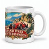 Mug rétro - Grand Prix méditerranéen, façon affiche, anse à droite