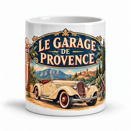 Mug rétro - Le garage de Provence, façon affiche, vue de face