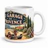 Mug rétro - Le garage de Provence, façon affiche, anse à droite