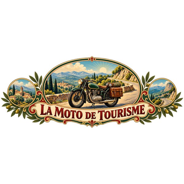 Mug rétro - La moto de tourisme, décor à plat