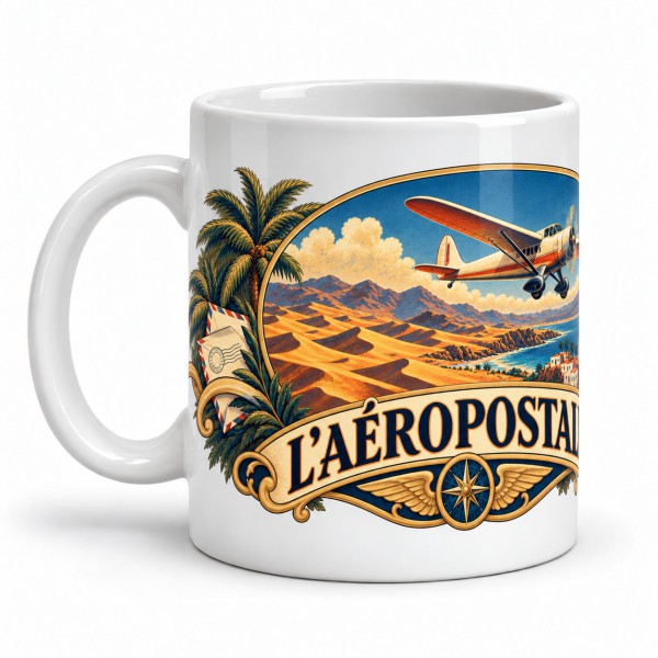 Mug voyage - L’aéropostale, façon affiche, anse à gauche
