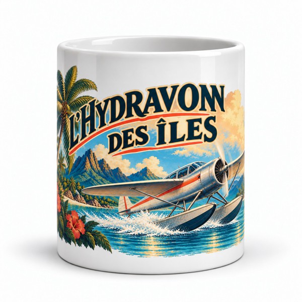 Mug voyage - L’hydravion des îles, façon affiche, Manufacture Arssans