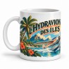 Mug voyage - L’hydravion des îles, façon affiche, anse à gauche