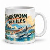 Mug voyage - L’hydravion des îles, façon affiche, anse à droite