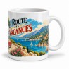 Mug rétro - La route des vacances, façon affiche, anse à droite